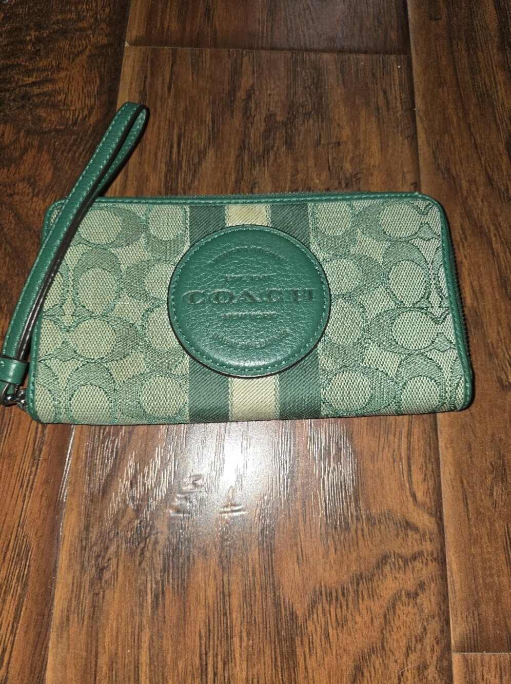 COACH Green Signature Wristlet Phone Case